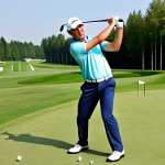 Golf Professional - Practice**

"A professional male golfer in appropriate golfing attire, fully clothed, practicing his swing at a driving range in Germany, with a golf course in the background. He has perfect anatomy, correct proportions, well-formed hands, and a natural pose. The image is a professional photograph showcasing focus and determination. Safe for work, appropriate content, family-friendly, professional."

**