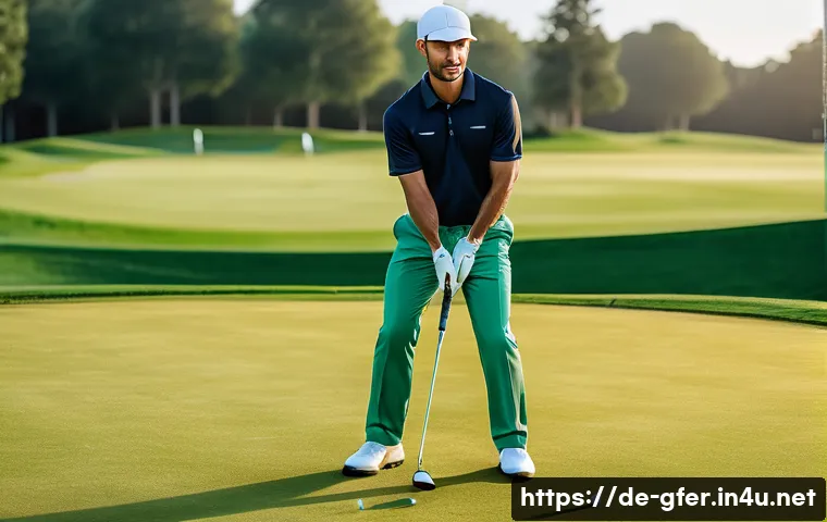 골프 레슨 계획표 작성 방법 - A focused adult male golfer practicing swing drills on a lush green driving range in early morning l...