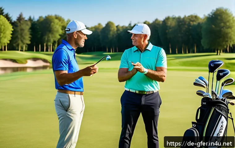 골프코치 창업 사례 - A professional golf coach conducting an outdoor training session at a German golf club, wearing appr...